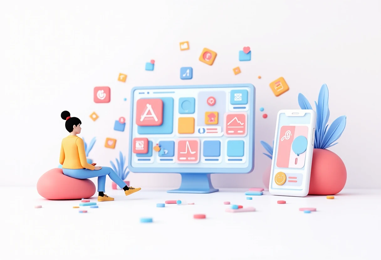 Illustrazione di app musicali